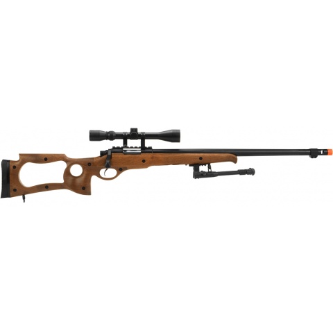 WellFire MB10D Bolt Action Sniper Rifle w/ Scope and Bipod - FAUX WOOD
