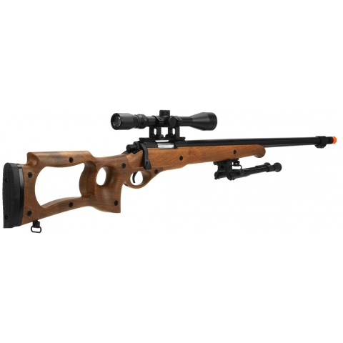 WellFire MB10D Bolt Action Sniper Rifle w/ Scope and Bipod - FAUX WOOD