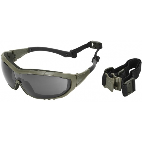 Valken Tactical Axis Tactical Goggles w/ Retention Strap - SMOKE GREEN