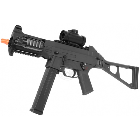390 FPS DE Full Metal Gearbox Tactical SMG-45 Airsoft AEG Rifle w/ Tactical Flashlight and Red Dot Scope PACKAGE