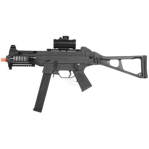 390 FPS DE Full Metal Gearbox Tactical SMG-45 Airsoft AEG Rifle w/ Tactical Flashlight and Red Dot Scope PACKAGE