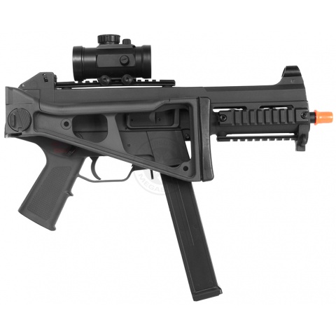390 FPS DE Full Metal Gearbox Tactical SMG-45 Airsoft AEG Rifle w/ Tactical Flashlight and Red Dot Scope PACKAGE