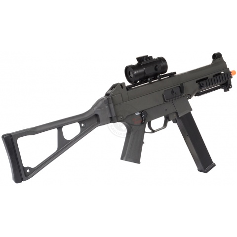 390 FPS DE Full Metal Gearbox Tactical SMG-45 Airsoft AEG Rifle w/ Tactical Flashlight and Red Dot Scope PACKAGE