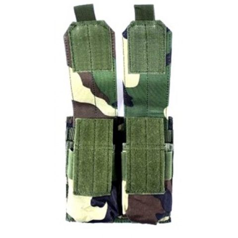 AMA MOLLE Double Rifle Airsoft Magazine Pouch - WOODLAND CAMO