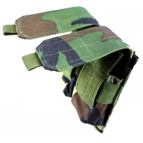 AMA MOLLE Double Rifle Airsoft Magazine Pouch - WOODLAND CAMO