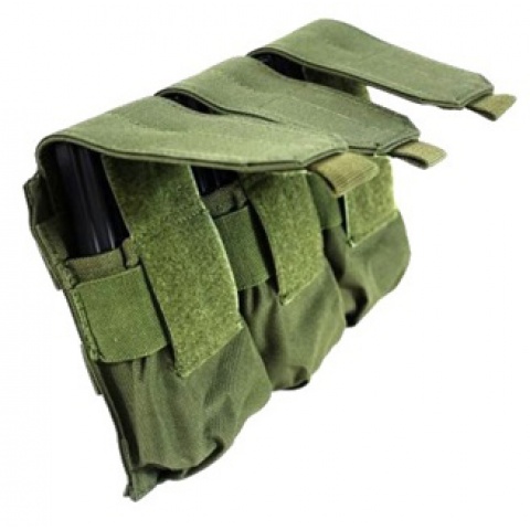 AMA 600D MOLLE Triple Rifle Airsoft Magazine Pouch - OD GREEN