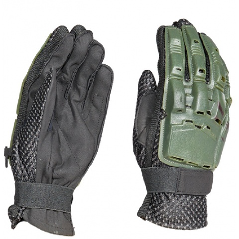 AMA Tactical Airsoft Hard Back Full Finger Gloves - OLIVE DRAB