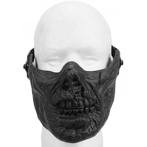 Airsoft Half Face Zombie Skull Mask - BLACK