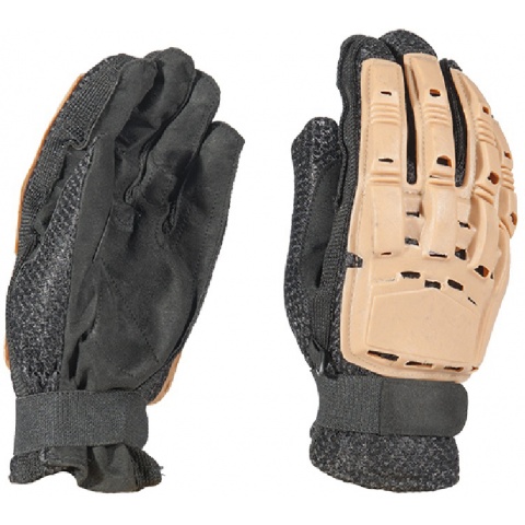 AMA Tactical Airsoft Hard Back Full Finger Gloves - TAN