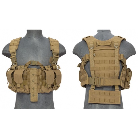 Lancer Tactical Airsoft M4 Chest Harness MOLLE Rig [Nylon] - TAN