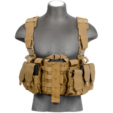 Lancer Tactical Airsoft M4 Chest Harness MOLLE Rig [Nylon] - TAN