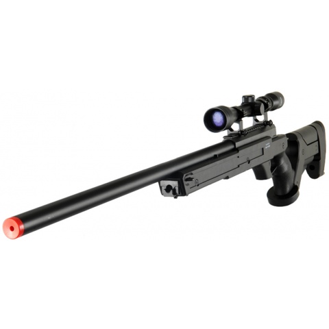 WELL Airsoft MB04 Bolt Action Rifle w/ Scope Adjustable Cheek Rest - BLACK