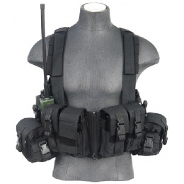 Lancer Tactical 600D Airsoft Load Bearing Chest Rig w/ Zipper - BLACK