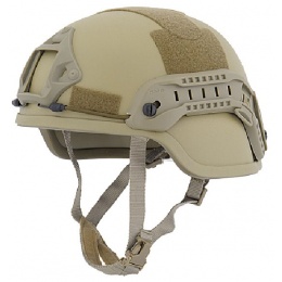 Lancer Tactical ACH MICH 2000 Airsoft Helmet with Side Rail - TAN