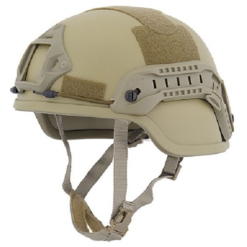 Lancer Tactical ACH MICH 2000 Airsoft Helmet with Side Rail - TAN ...