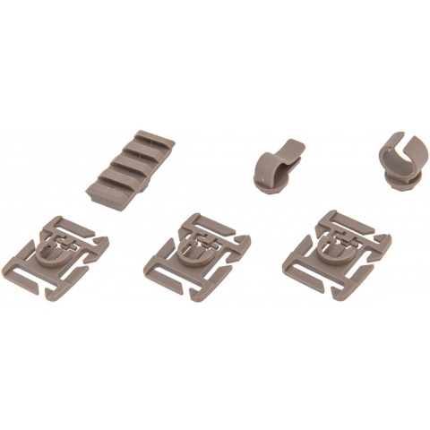 UK Arms MOLLE System Accessory Clips Kit - DARK EARTH