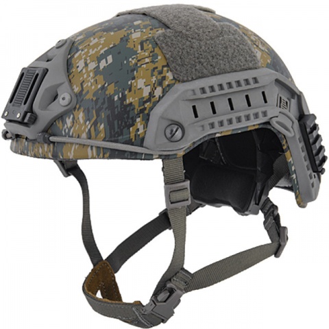 Lancer Tactical Airsoft Maritime Tactical Helmet w/ Chin Strap- WOODLAND CAMO