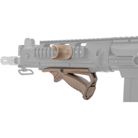 UK Arms Angled PTK Foregrip and Thumb Over Bore- TAN
