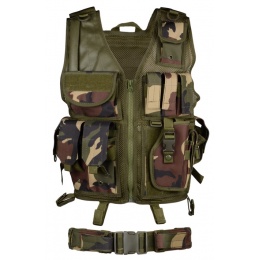 AMA Airsoft Cross-Draw Military Vest w/ Tactical Belt - WOODLAND
