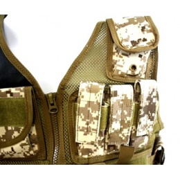AMA Airsoft Cross-Draw Military Vest w/ Tactical Belt - DIGITAL DESERT