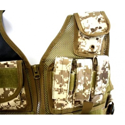 AMA Airsoft Cross-Draw Military Vest w/ Tactical Belt - DIGITAL DESERT
