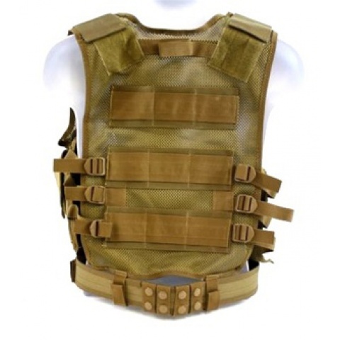 AMA Airsoft Cross-Draw Military Vest w/ Tactical Belt - COYOTE BROWN