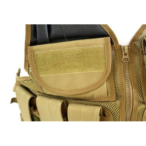 AMA Airsoft Cross-Draw Military Vest w/ Tactical Belt - COYOTE BROWN