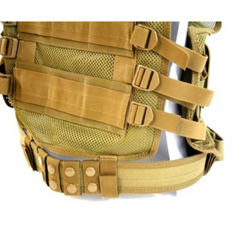 AMA Airsoft Cross-Draw Military Vest w/ Tactical Belt - COYOTE BROWN