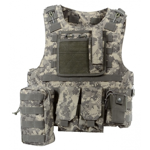 AMA Airsoft MOLLE Plate Carrier w/ 6 Pouches - ACU