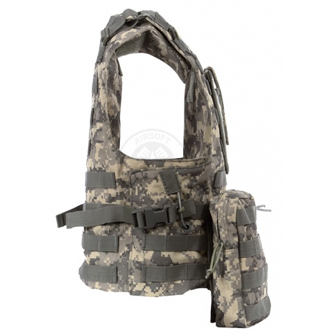 AMA Airsoft MOLLE Plate Carrier w/ 6 Pouches - ACU