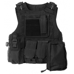 AMA Airsoft MOLLE Plate Carrier w/ 6 Pouches - BLACK