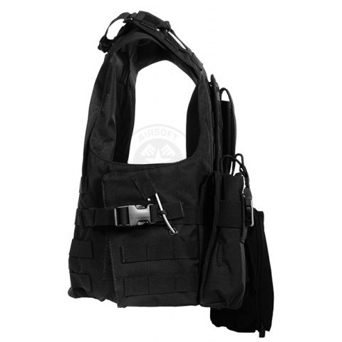 AMA Airsoft MOLLE Plate Carrier w/ 6 Pouches - BLACK