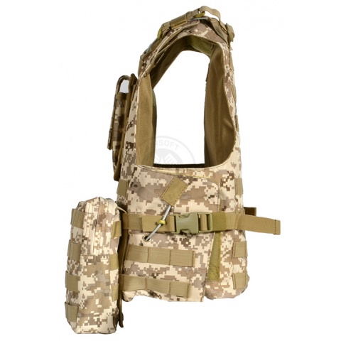 AMA Airsoft MOLLE Plate Carrier w/ 6 Pouches - DESERT