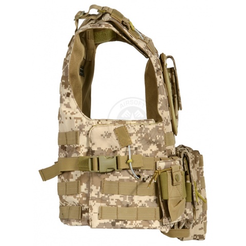 AMA Airsoft MOLLE Plate Carrier w/ 6 Pouches - DESERT