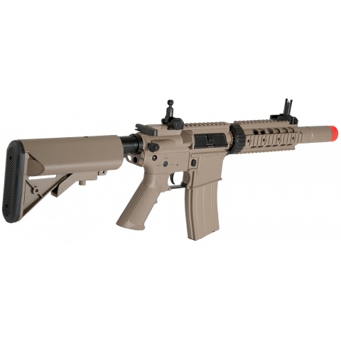 Lancer Tactical M4 SD AEG RIS Airsoft Rifle w/ Mock Suppressor - TAN