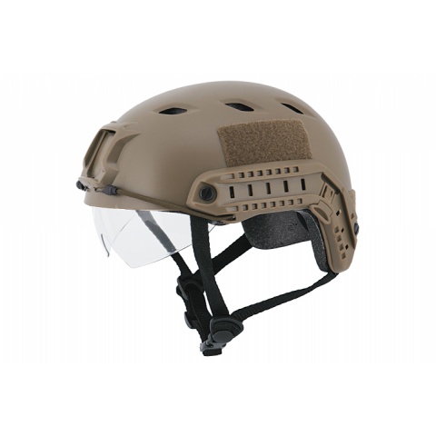 Lancer Tactical Airsoft Tactical BJ Type Basic Visor Helmet (Color: Tan)