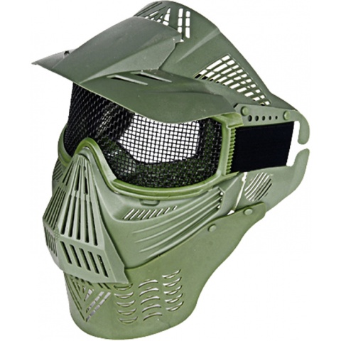 UK Arms Airsoft Tactical Face Mask w/ Visor, Neck and Eye Pro - OD