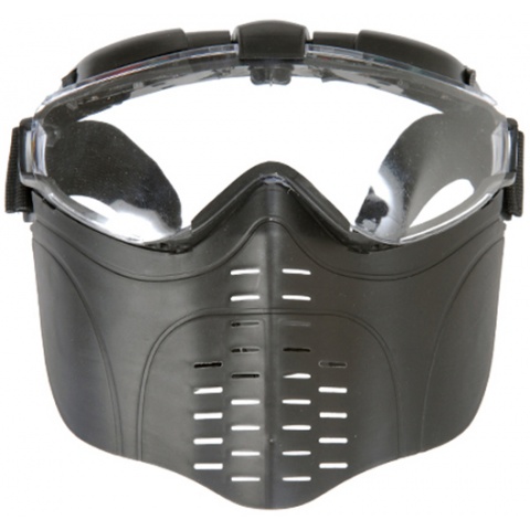 UK Arms Airsoft Tactical Goggle w/ Vented Face Guard and Fan - BLACK
