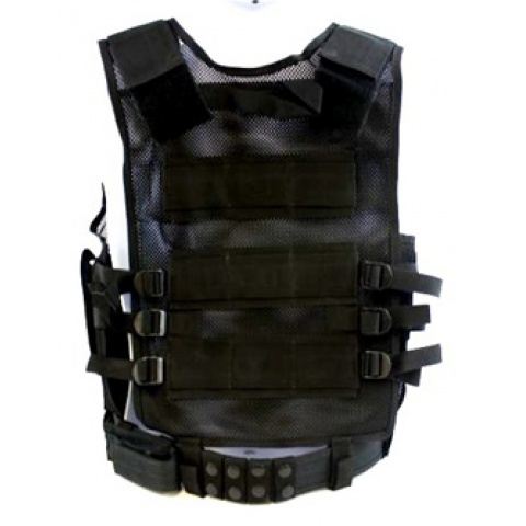 AMA Airsoft V2 Cross-Draw Military Vest w/ Tactical Belt - BLACK