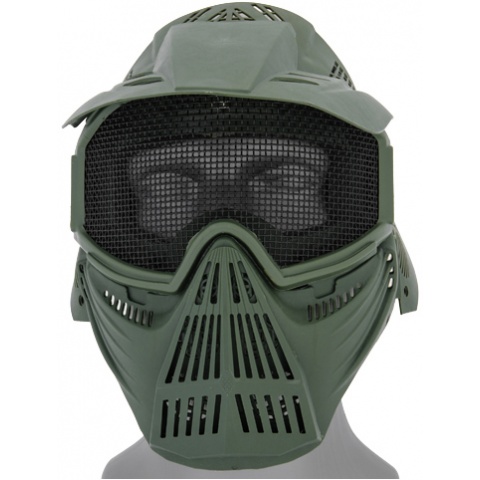 UK Arms Airsoft Tactical Face Mask w/ Visor and Eye Protection - OD