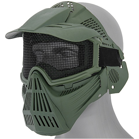 UK Arms Airsoft Tactical Face Mask w/ Visor and Eye Protection - OD