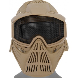 UK Arms Airsoft Tactical Face Mask w/ Visor and Eye Protection - TAN