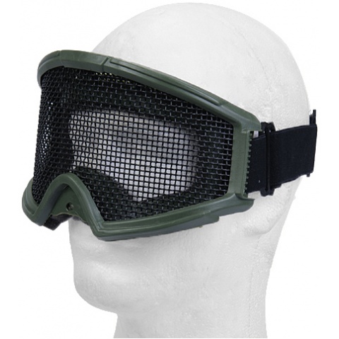 UK Arms Airsoft Tactical Protective Metal Wired Mesh Goggles - GREEN