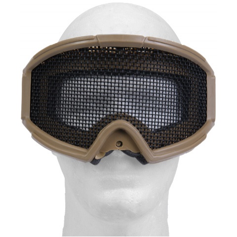 UK Arms Airsoft Tactical Protective Metal Wired Mesh Goggles - TAN