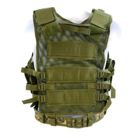 AMA Airsoft V2 Cross-Draw Military Vest w/ Tactical Belt - WOODLAND
