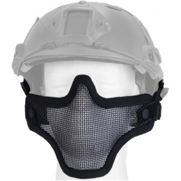 UK Arms Airsoft Tactical Metal Mesh Half Mask Helmet Version - BLACK