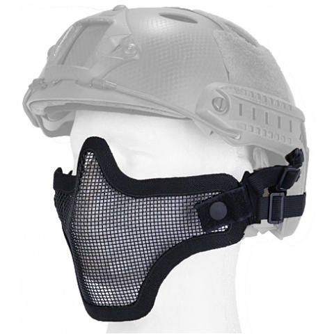 UK Arms Airsoft Tactical Metal Mesh Half Mask Helmet Version - BLACK