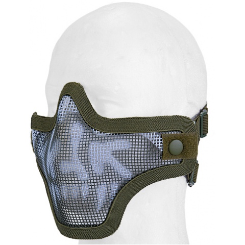 UK Arms Airsoft Tactical Metal Mesh Half Mask - DRAB/SKULL