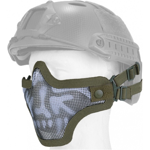 UK Arms Airsoft Tactical Metal Mesh Half Mask Helm Vers - SKULL/DRAB