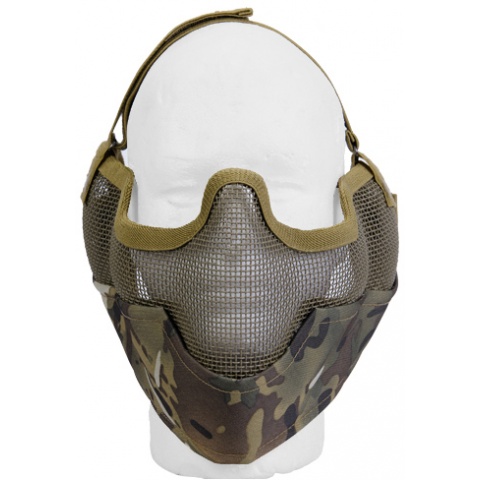 UK Arms Airsoft Metal Mesh Lower Half Face Mask w/ Ear Pro - CAMO